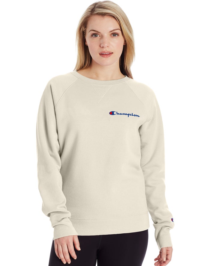 Champion Powerblend Fleece Classic Crew Script Logo Sweatshirt Dames - Room - Belgie 5896YFOMC